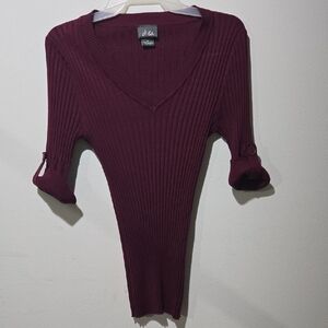 Dots Burgundy Ribbed Knit Top